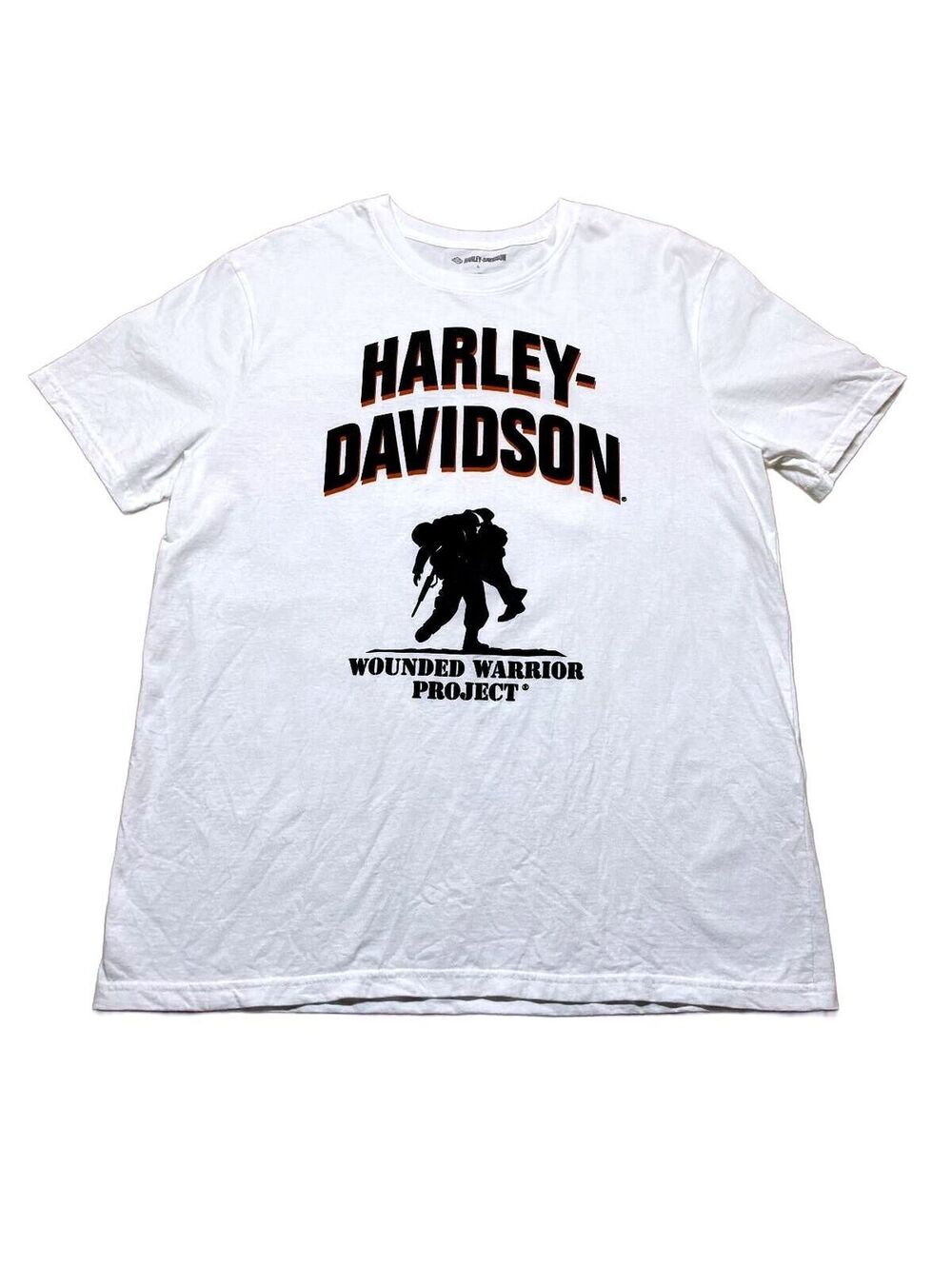 Harley-Davidson Wounded Warrior Project White Cotton T-Shirt Size Large